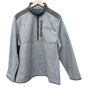 NWT Vineyard Vines Men's Sweater Fleece Quarter-zip Gray, Size L